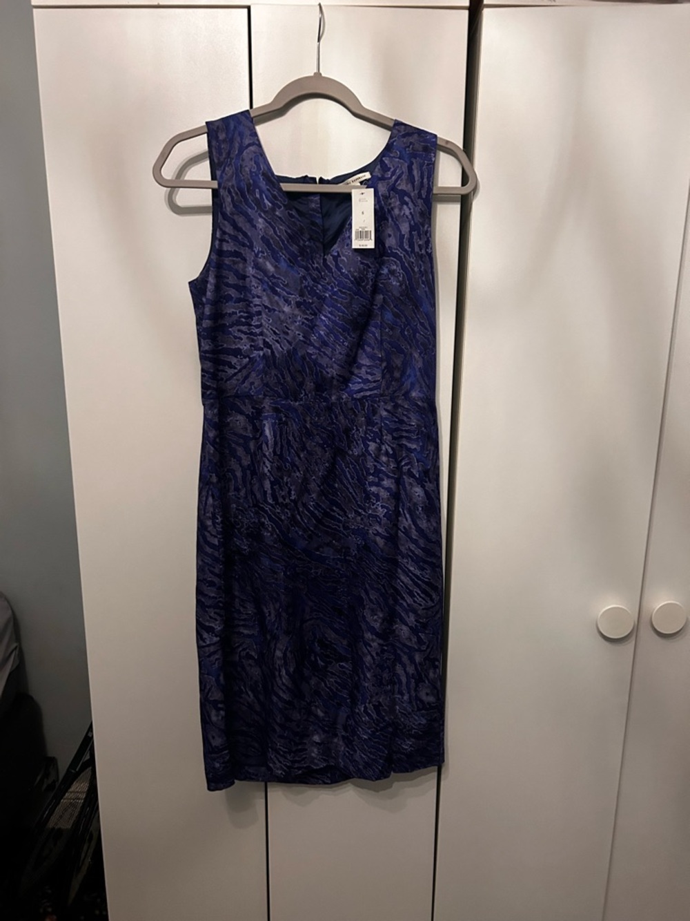 Banana Republic Navy Blue Patterned Sleeveless Midi Dress